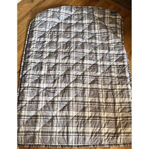 Eddie Bauer Goose Down Throw Blanket Large 50 X 72 Gray Plaid Reversible Fleece